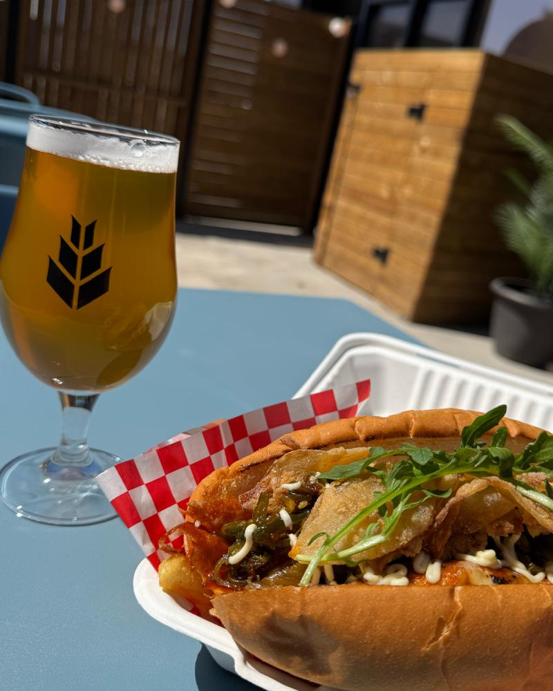 epic sandwich and beer
